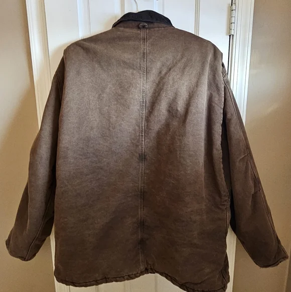 Vintage 90's Carhartt Duck Canvas Jacket Quilt Lined C26CHT Chocolate 3XL - Picture 2 of 8